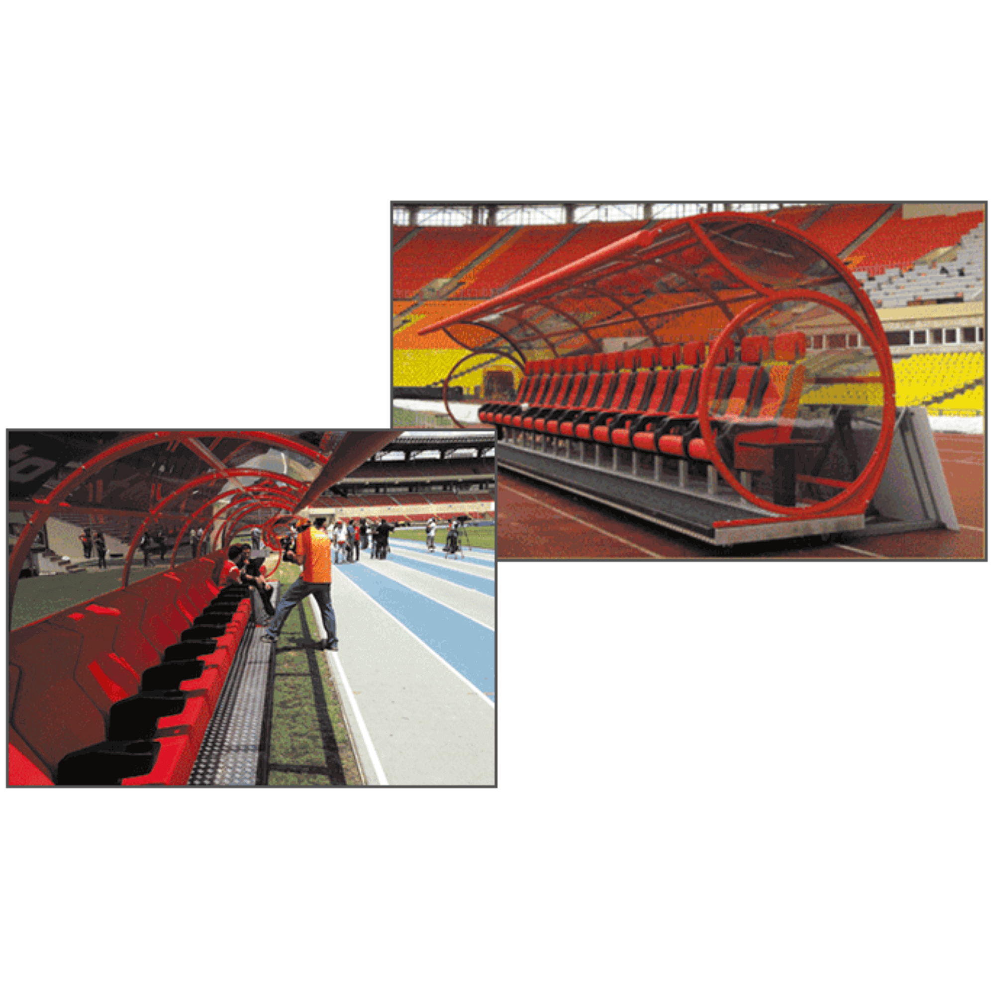 Banca cu adpost pentru echipe de fotbal cu elemente laterale b